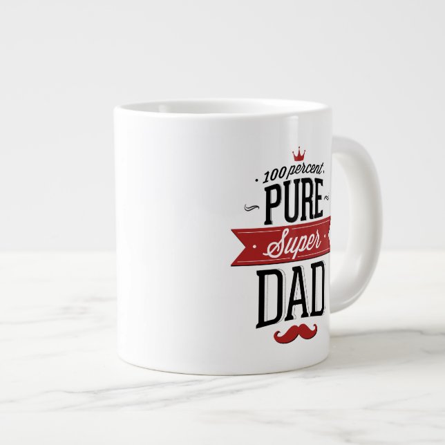 Pure Super Dad Moustache Red and Black Large Coffee Mug (Front Right)