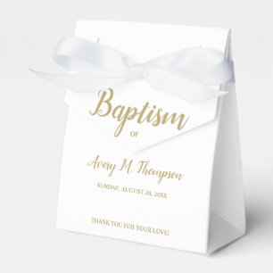 Pure white cross Simple Script Thank you Baptism Favour Box