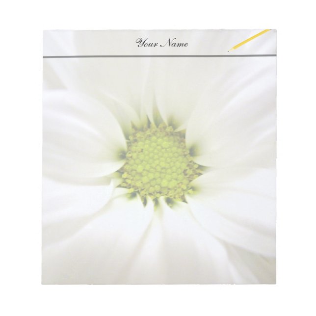 pure white daisy flower notepad (Front)
