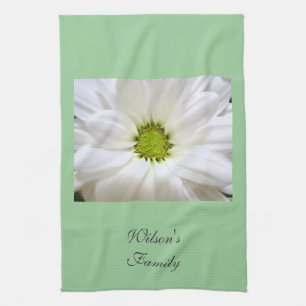 pure white daisy flower tea towel