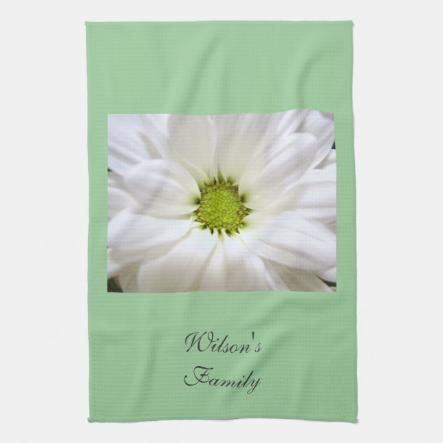 pure white daisy flower tea towel (Vertical)