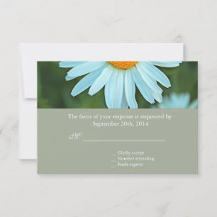 Pure white daisy flower wedding RSVP Card