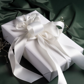 Pure White Solid Colour Satin Ribbon