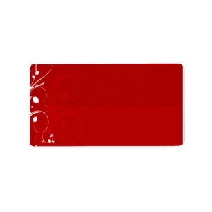 Pure white swirl on reddish background label