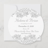 Pure White Vintage French Lace Photo Save The Date