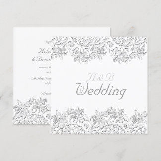 Pure White Vintage French Lace Round Wedding Invitation
