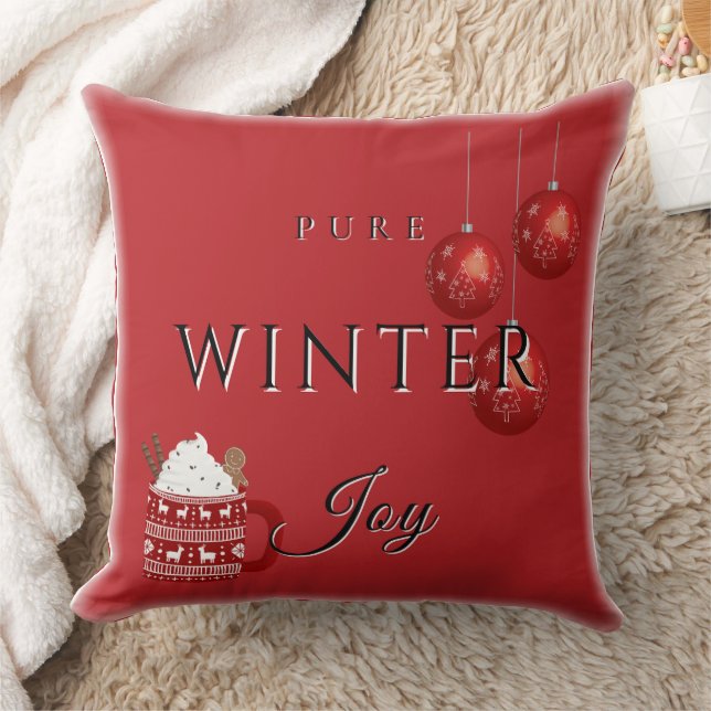 Pure Winter Joy w/ Cocoa and Christmas Ornaments Cushion (Blanket)