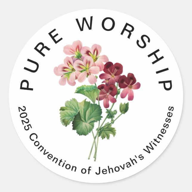 Pure Worship 2025 Convention | JW Classic Round Sticker (Front)