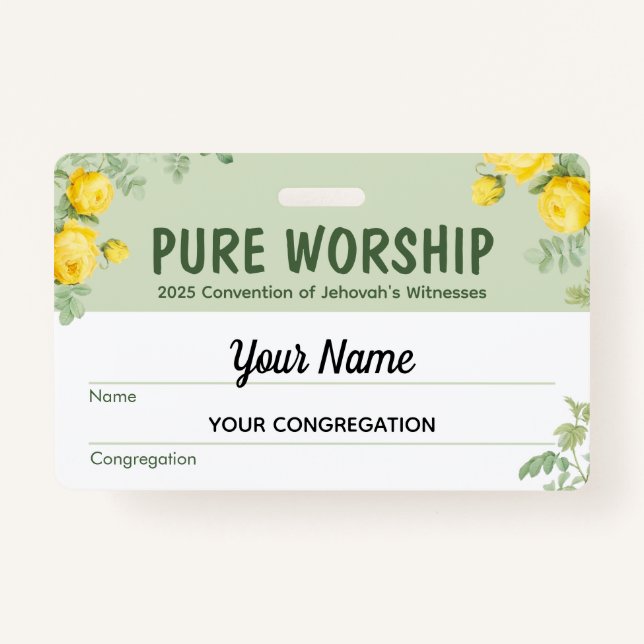 Pure Worship 2025 Convention | JW Name  ID Badge (Front)