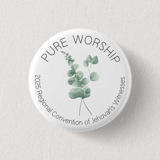 Pure Worship 2025 Convention Pin w Eucalyptus (Front)