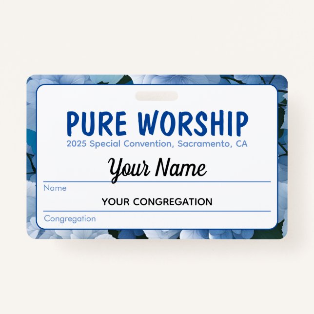 Pure Worship 2025 Special Convention | JW Name  ID Badge (Front)