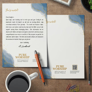Pure Worship JW 2025 Custom Letter Writing Custom Letterhead