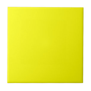 Pure Yellow - Neon Lemon Bright Template Blank Tile