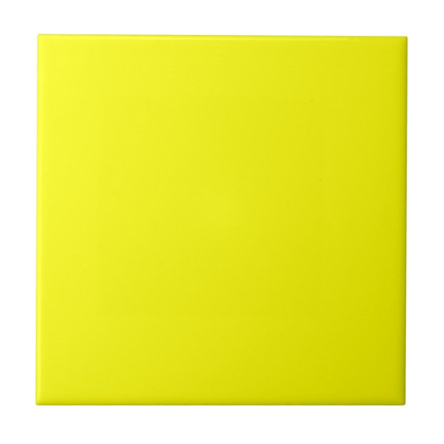 Pure Yellow - Neon Lemon Bright Template Blank Tile (Front)