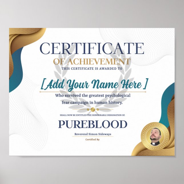 PureBlood Certificate Poster (Front)