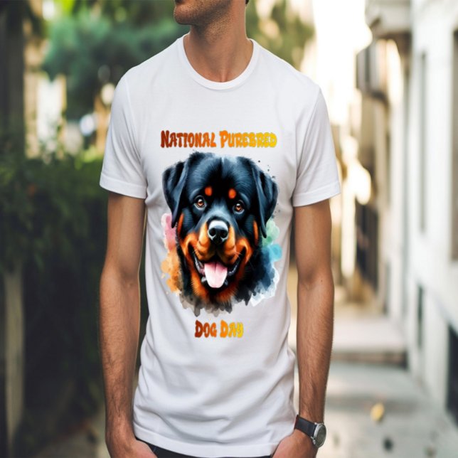 Purebred Rottweiler Dog Poses for National Day T-Shirt (Creator Uploaded)