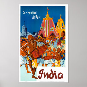 Puri India Vintage Travel Poster Restored