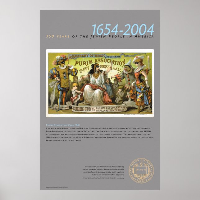 Purim Association Card, 1881 Poster (Front)