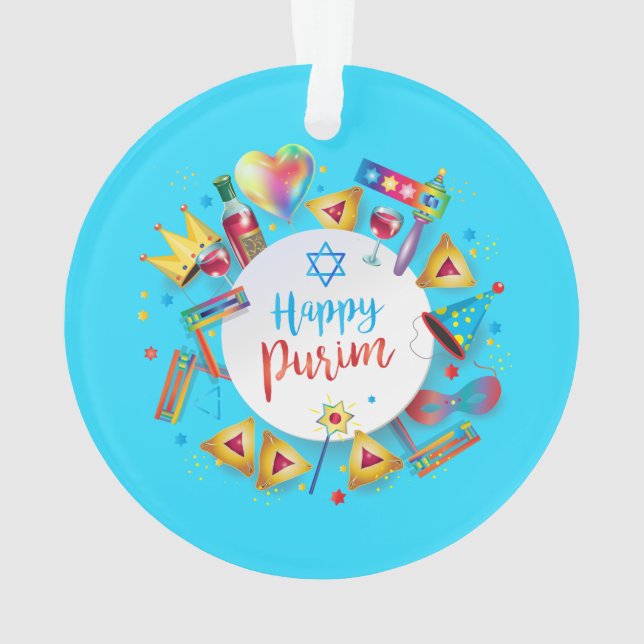 Purim Basket Gifts Hamantaschen Gragger Hebrew Ornament (Back)