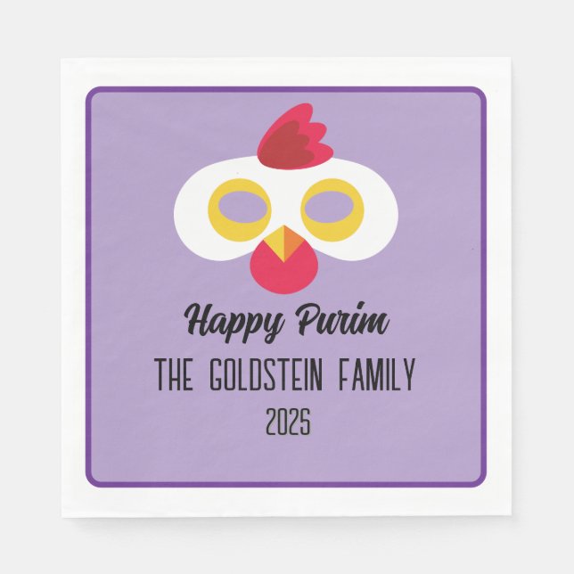 Purim chicken mask masquerade costume napkin (Front)
