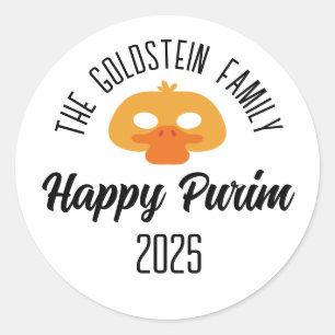 Purim duck mask masquerade costume classic round sticker