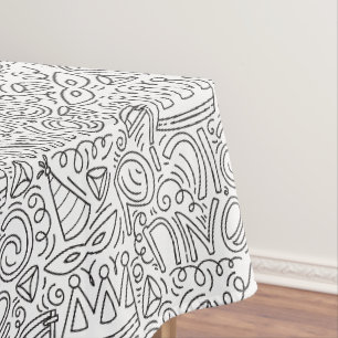 Purim Elegant Black and White Tablecloth