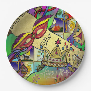 Purim Esther Celebration Light Art Print Paper Plate