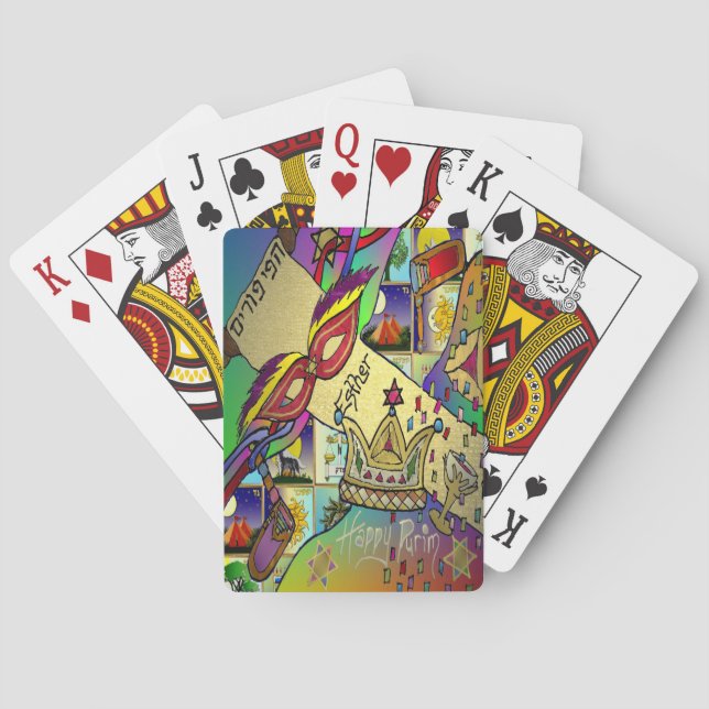 Purim Esther Celebration Light Art Print Playing Cards (Back)