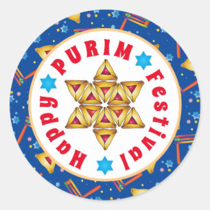 Purim Festival Jewish Holiday Gifts Hamantaschen Classic Round Sticker