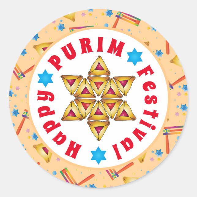 Purim Festival Jewish Holiday Gifts Hamantaschen Classic Round Sticker (Front)
