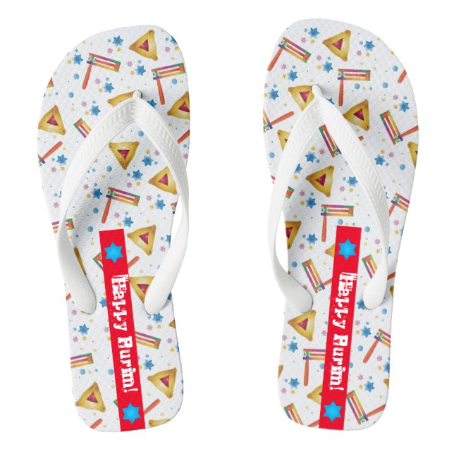 Purim Festival Jewish Holiday Gifts Hamantaschen Flip Flops (Footbed)