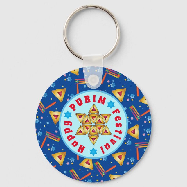 Purim Festival Jewish Holiday Gifts Hamantaschen Key Ring (Front)