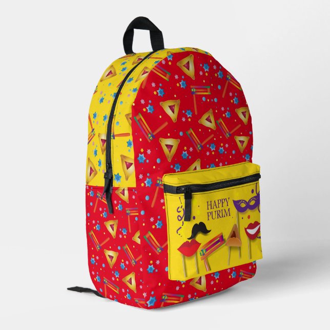 Purim Festival Jewish Holiday Gifts Hamantaschen Printed Backpack (Back Corner Left)