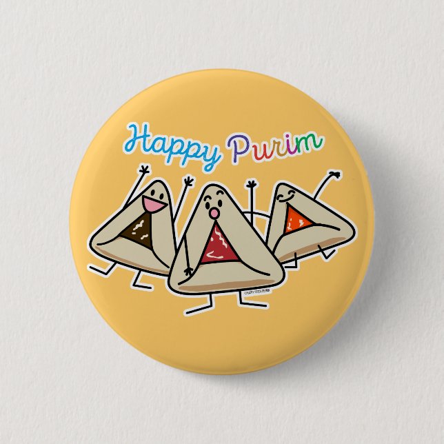 Purim hamantaschen pastry Sameach Oznei Haman 6 Cm Round Badge (Front)