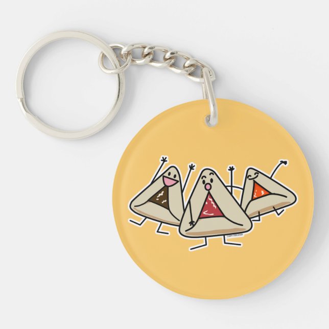 Purim hamantaschen pastry Sameach Oznei Haman Key Ring (Front)
