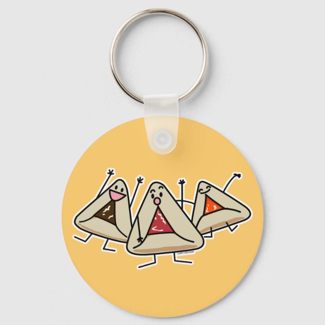 Purim hamantaschen pastry Sameach Oznei Haman Key Ring (Front)