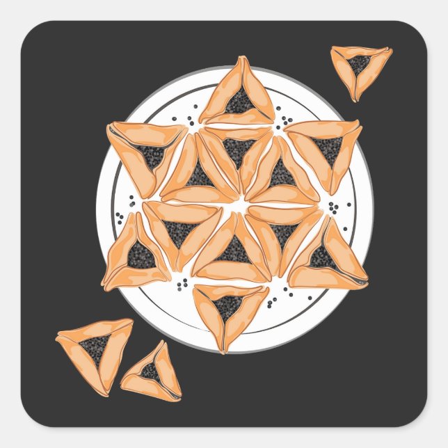 Purim Hamantash Hamantaschen Jewish Star Square Sticker (Front)