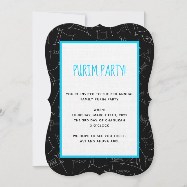 Purim Invitation (Front)