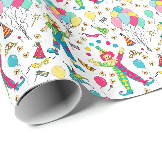 Purim Jewish Holiday clowns Wrapping Paper (Roll Corner)