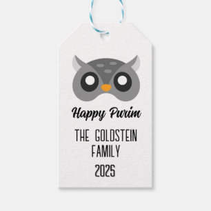 Purim owl mask masquerade costume gift tags