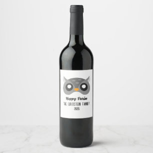 Purim owl mask masquerade costume wine label