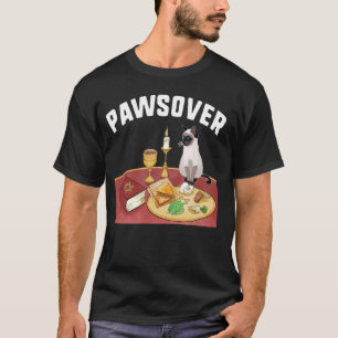 Purim Pawsover Cat Curiously Seated At Seder Table T-Shirt
