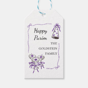 Purim Red Bows Part Hat Drinks Mishloach Manot Gift Tags