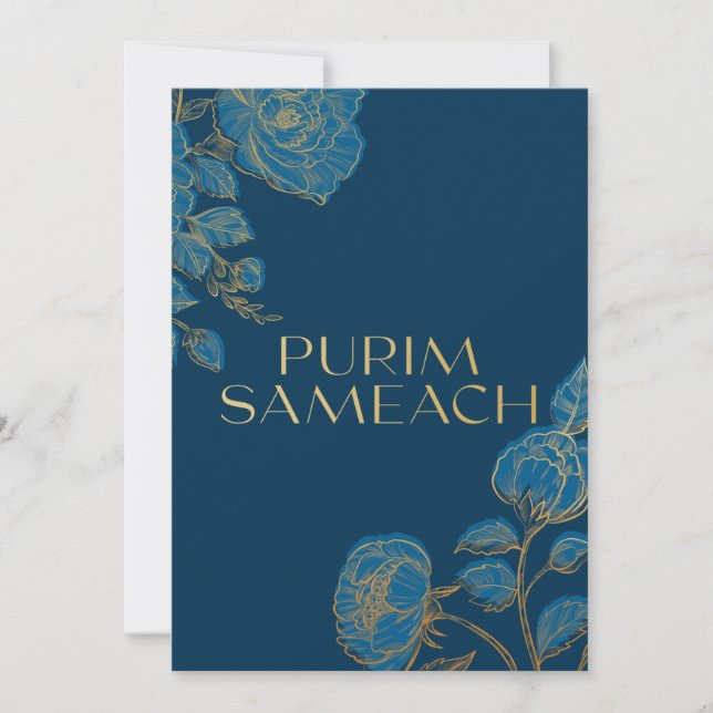 Purim Sameach with flowers for mishloach manot Holiday Card (Front)