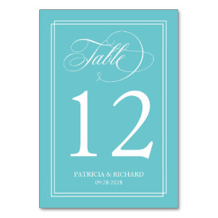Purist Blue Simple Elegant Wedding Table Number