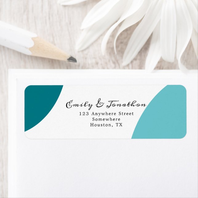 Purist Blue Teal Wedding Return Name Address (Insitu)