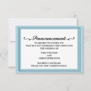 Purist Blue Wedding Announcement Cancellation Card