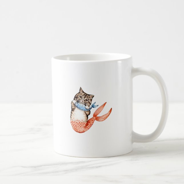 Purmaid Cat Mermaid Coffee Mug (Right)