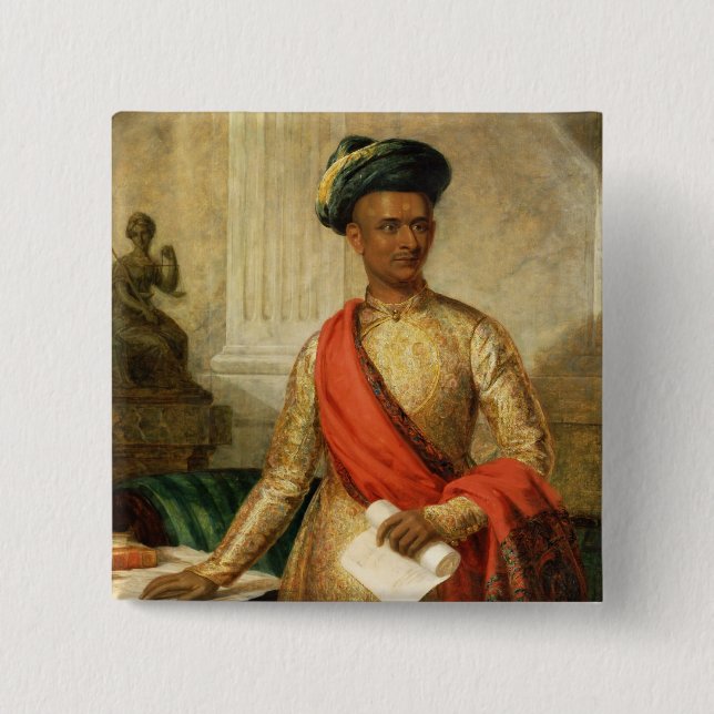 Purniya, Chief Minister of Mysore, c.1801 (oil on 15 Cm Square Badge (Front)