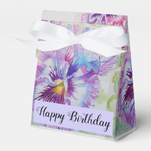 Purp Pansy Floral flower Tea Party Cake Favour Box